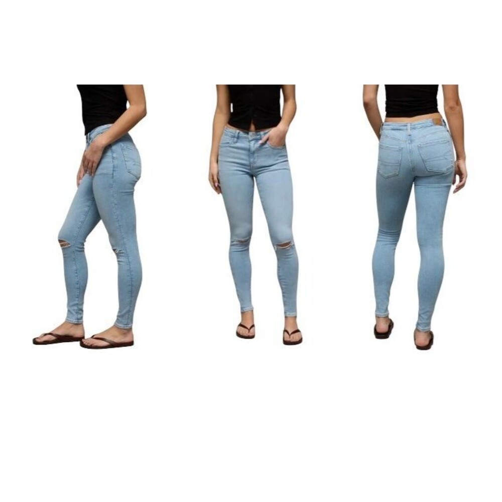 AMERICAN EAGLE AEO Women's 2R Light Wash Distressed Hi-Rise Jegging Jeans  NWT